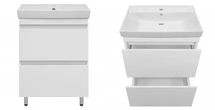 Тумба с раковиной «Misty» Енисей 70 с 2 ящиками (Como 70) белая