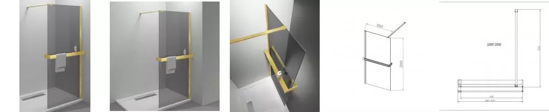 Душевая перегородка «Vincea» Walk-In HR VSW-4HR100CGG 100/200 тонированная/брашированное золото универсальная Душевая перегородка «Vincea» Walk-In HR VSW-4HR100CGG 100/200 тонированная/брашированное золото универсальная