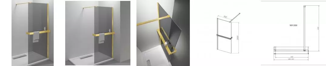Душевая перегородка «Vincea» Walk-In HR VSW-4HR900CGG 90/200 тонированная/брашированное золото универсальная Душевая перегородка «Vincea» Walk-In HR VSW-4HR900CGG 90/200 тонированная/брашированное золото универсальная