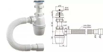 Сифон для раковины «Orio» А-4001 1 1/2 х 40 нержавеющая сталь