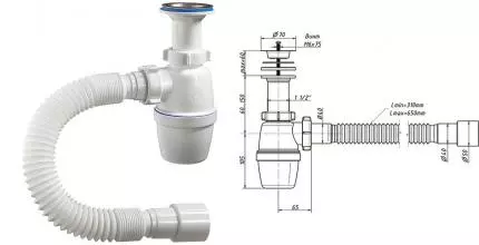 Сифон для раковины «Orio» А-40029 1 1/2"х40 нержавеющая сталь