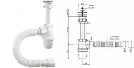 Сифон для раковины «Orio» А-32059 1 1/4"х40 нержавеющая сталь