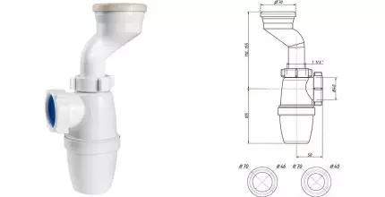 Сифон для писсуара «Orio» P-3100 1 1/4 х 40с манжетами D40 мм/D46 мм