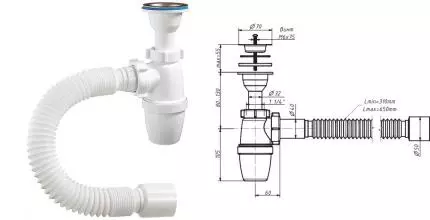 Сифон для раковины «Orio» А-321921 1 1/4"x40 нержавеющая сталь 