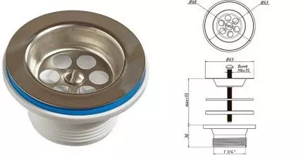 Выпуск для раковины «Orio» А-3204-2 нержавеющая сталь