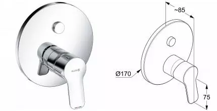 Внешняя часть смесителя «Kludi» Pure&Easy 376590565 хром Внешняя часть смесителя «Kludi» Pure&Easy 376590565 хром