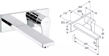 Внешняя часть смесителя «Kludi» Zenta SL 482480565 23 хром