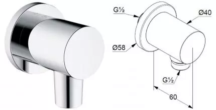Подключение для душевого шланга «Kludi» Nova Fonte Puristic 205430515 хром