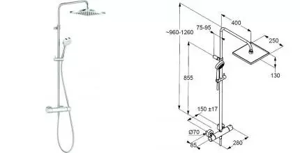 Душевая система «Kludi» Logo Dual Shower System 680980500 с термостатом хром Душевая система «Kludi» Logo Dual Shower System 680980500 с термостатом хром