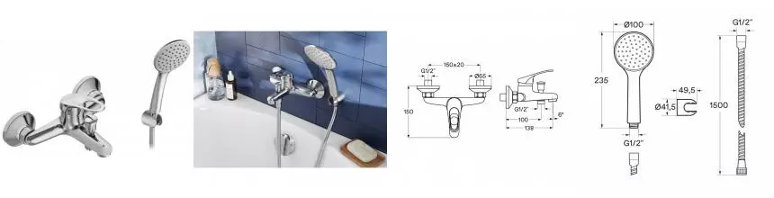 Смеситель для ванны «Santek» Баус WH5A10010C001 хром