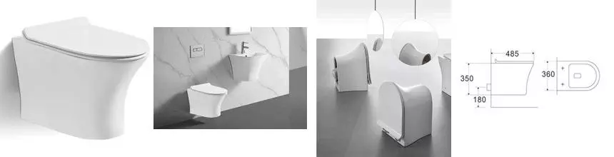 Уценка, Подвесной унитаз безободковый «Cerutti» Bernina Aria 2617E белый с сиденьем дюропласт с микролифтом белое