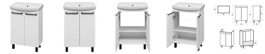 Тумба с раковиной «Misty» Клермонт 60 (Клермонт 60) белая