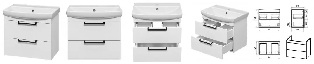 Тумба с раковиной «Misty» Клермонт 60 (Клермонт 60) подвесная белая