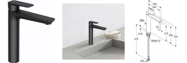 Смеситель для раковины «Kludi» Pure&Style 402963975 чёрный матовый Смеситель для раковины «Kludi» Pure&Style 402963975 чёрный матовый