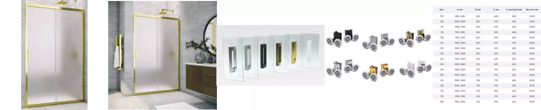 Душевая дверь «Vegas Glass» ZP TUR Novo 165/200 сатин/золото глянцевое универсальная Душевая дверь «Vegas Glass» ZP TUR Novo 165/200 сатин/золото глянцевое универсальная