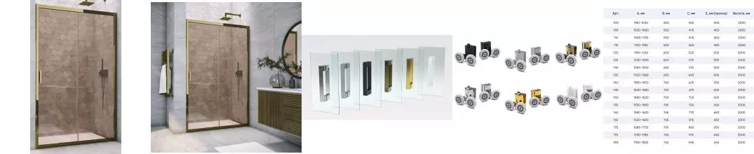 Душевая дверь «Vegas Glass» ZP TUR Novo 180/200 бронза/бронза глянцевая универсальная