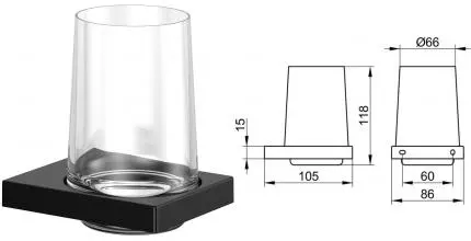 Стакан для зубных щёток «Keuco» Edition 11 11150379000 на стену чёрный матовый Стакан для зубных щёток «Keuco» Edition 11 11150379000 на стену чёрный матовый