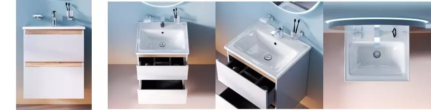 Тумба с раковиной «Am.Pm» X-Joy 55 с 2 ящиками (X-Joy 54/45 New) подвесная белый глянец/светлое дерево