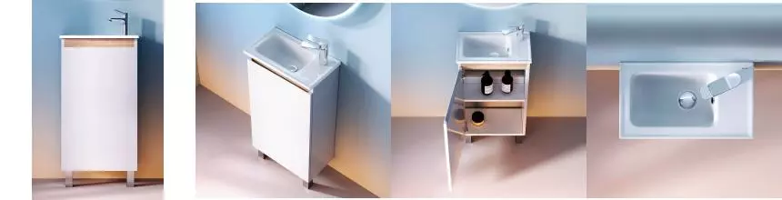 Тумба с раковиной «Am.Pm» X-Joy 45 с 1 дверцей (X-Joy 44/25 R New) белый глянец/светлое дерево правая