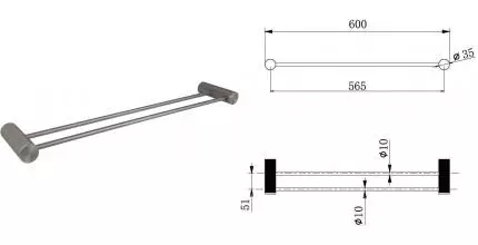 Полотенцедержатель двойной «Allen Brau» Priority 4.0 6.31C12-MG на стену брашированный графит