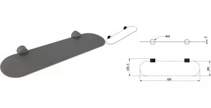 Полка к зеркалу «Allen Brau» Priority 4.0 6.31C13-MG на стену брашированный графит