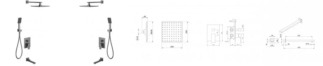 Душевая система «Berges Wasserhaus» Nardis 3S 071012 оружейная сталь