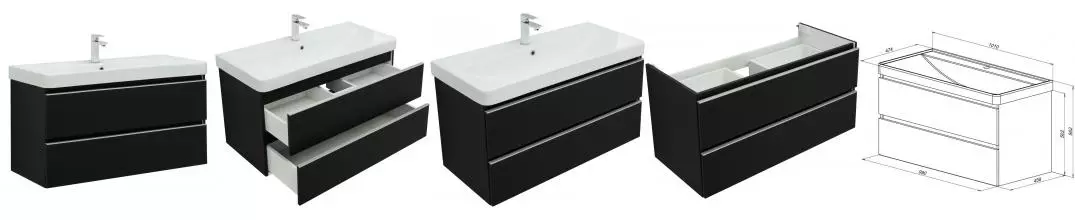 Тумба с раковиной «Aquanet» Вега 100 (Ирис 101) подвесная не угловая чёрная Тумба с раковиной «Aquanet» Вега 100 (Ирис 101) подвесная не угловая чёрная