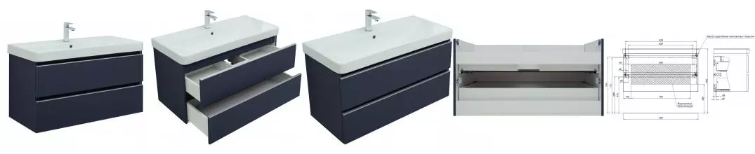 Тумба с раковиной «Aquanet» Вега 100 (Ирис 101) подвесная не угловая маренго