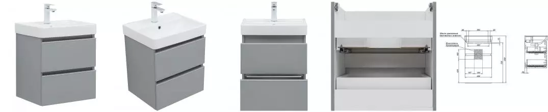 Тумба с раковиной «Aquanet» Вега 50 (Ирис 50) подвесная мисти грин Тумба с раковиной «Aquanet» Вега 50 (Ирис 50) подвесная мисти грин