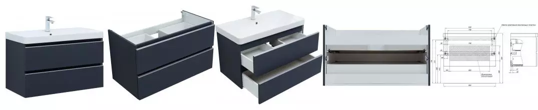 Тумба с раковиной «Aquanet» Вега 90 (Ирис 90) подвесная маренго Тумба с раковиной «Aquanet» Вега 90 (Ирис 90) подвесная маренго