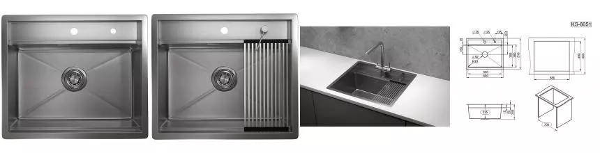 Мойка для кухни «Granula» Kitchen Space KS-6051 60/51 нержавеющая сталь сталь сатин