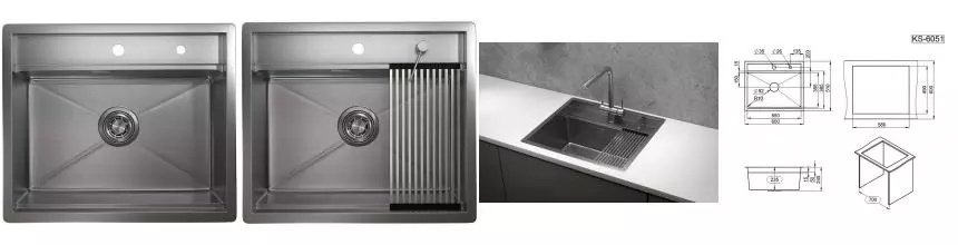 Мойка для кухни «Granula» Kitchen Space KS-6051 60/51 нержавеющая сталь сталь сатин Мойка для кухни «Granula» Kitchen Space KS-6051 60/51 нержавеющая сталь сталь сатин