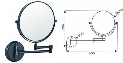 Косметическое зеркало «Azario» Altre AZ-211B на стену чёрное матовое Косметическое зеркало «Azario» Altre AZ-211B на стену чёрное матовое
