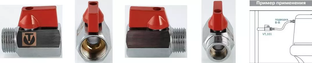 Кран шаровой бытовой «Valtec» Mini VT.331.N.04 1/2"-1/2" ВР-НР хром Кран шаровой бытовой «Valtec» Mini VT.331.N.04 1/2"-1/2" ВР-НР хром