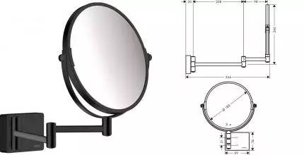 Косметическое зеркало «Hansgrohe» AddStoris 41791670 на стену чёрное матовое