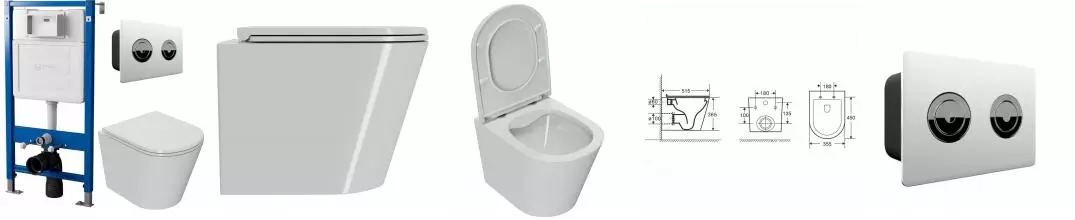 Комплект инсталляция с унитазом, крышкой и кнопкой смыва «Point» PN48205WC (инсталляция пневматическая PN45121/клавиша Венера/унитаз Виктория) безободковый белый Комплект инсталляция с унитазом, крышкой и кнопкой смыва «Point» PN48205WC (инсталляция пневматическая PN45121/клавиша Венера/унитаз Виктория) безободковый белый