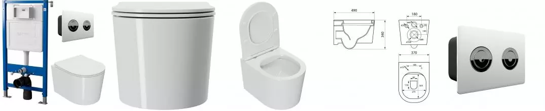 Комплект инсталляция с унитазом, крышкой и кнопкой смыва «Point» PN48207WC (инсталляция пневматическая PN45121/клавиша Венера/унитаз Веста PN41701) безободковый Комплект инсталляция с унитазом, крышкой и кнопкой смыва «Point» PN48207WC (инсталляция пневматическая PN45121/клавиша Венера/унитаз Веста PN41701) безободковый