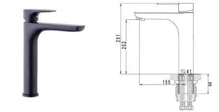Смеситель для раковины «Aringa» Рейн AR02014BL чёрный Смеситель для раковины «Aringa» Рейн AR02014BL чёрный