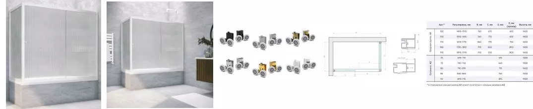 Шторка на ванну стеклянная «Vegas Glass» ZV+ZVF Novo 170/85 Moru/белая универсальная