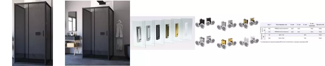 Душевой угол-ограждение «Vegas Glass» ZP-U Novo 100/100 100/100 графит/чёрный матовый без поддона универсальный