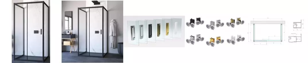 Душевой угол-ограждение «Vegas Glass» ZP-U Novo h2000 100/90 прозрачный/чёрный матовый без поддона универсальный Душевой угол-ограждение «Vegas Glass» ZP-U Novo h2000 100/90 прозрачный/чёрный матовый без поддона универсальный