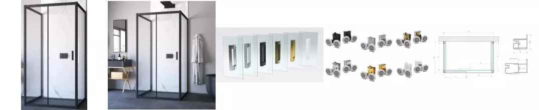 Душевой угол-ограждение «Vegas Glass» ZP-U Novo h2000 100/90 Crystal vision/чёрный матовый без поддона универсальный Душевой угол-ограждение «Vegas Glass» ZP-U Novo h2000 100/90 Crystal vision/чёрный матовый без поддона универсальный