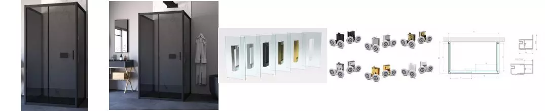 Душевой угол-ограждение «Vegas Glass» ZP-U Novo h2000 100/100 графит/чёрный матовый без поддона универсальный