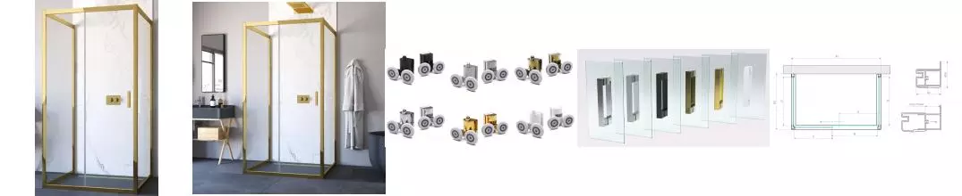 Душевой угол-ограждение «Vegas Glass» ZP-U TUR Novo 100/90 Crystal vision/золото глянцевое без поддона универсальный Душевой угол-ограждение «Vegas Glass» ZP-U TUR Novo 100/90 Crystal vision/золото глянцевое без поддона универсальный