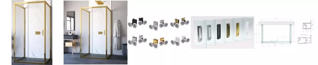 Душевой угол-ограждение «Vegas Glass» ZP-U TUR Novo 100/100 Crystal vision/золото глянцевое без поддона универсальный Душевой угол-ограждение «Vegas Glass» ZP-U TUR Novo 100/100 Crystal vision/золото глянцевое без поддона универсальный