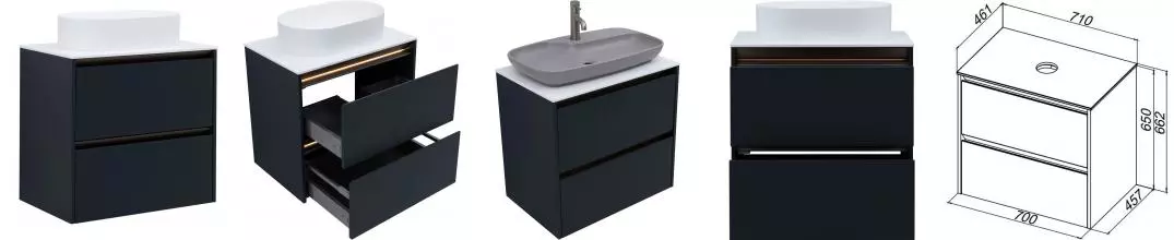 Тумба с раковиной «Allen Brau» Activity 70 подвесная антрацит матовый/олива браш 307973