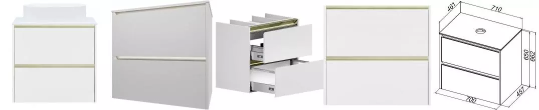 Тумба с раковиной «Allen Brau» Activity 70 подвесная белый матовый/олива браш 307971