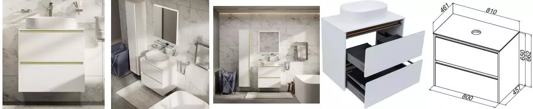 Тумба с раковиной «Allen Brau» Activity 80 подвесная белый матовый/олива браш 307978