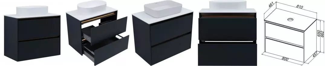 Тумба с раковиной «Allen Brau» Activity 80 подвесная антрацит матовый/олива браш 307980