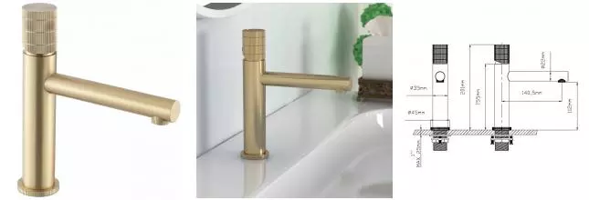 Смеситель для раковины «Vincea» Groove VBF-4G1BG4 брашированное золото Смеситель для раковины «Vincea» Groove VBF-4G1BG4 брашированное золото
